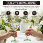 Spiral Stem Martini Glasses Set of 2, 9.2oz 7.05" Green