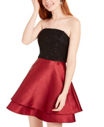 Speechless Womens Juniors Floral Strapless Party Dress Red 5
