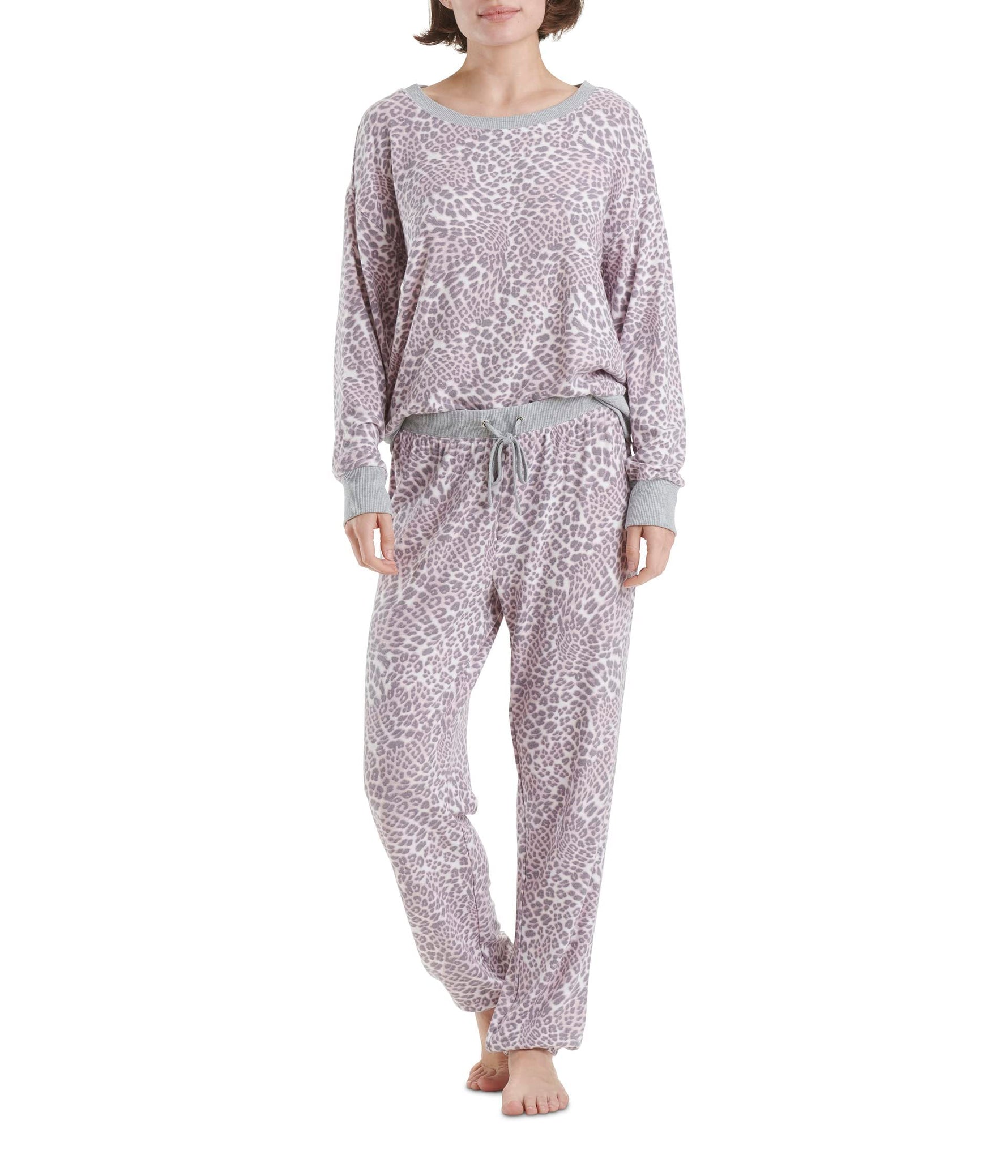 Splendid Westport Brushed Jersey Long Sleeve PJ Set Violet Ice Leo MD (US 6-8)