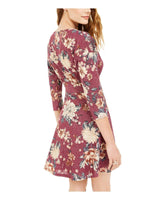 Be Bop Womens Floral Metallic Fit & Flare Dress Pink S