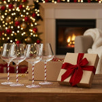 Khen Holiday Candy Cane Wine Glasses Set of 2 Santa Red White Striped