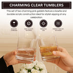 Khen Bowtie Tumblers Set Stylish Break Resistant Acrylic Drinkware - Set of 2 Pink