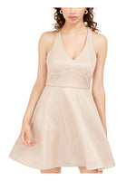 Teeze Me Juniors' Allover-Glitter Fit & Flare Dress (3/4, Gold Silver)