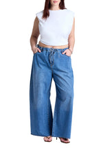 ELOQUII Women's Plus Size Drawstring Waist Lightweight Jean - 24, Medium Wash