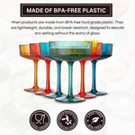 Shatterproof Acrylic Ribbed Vintage Art Deco Martini Set of 6