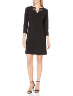 Tommy Hilfiger Women's Grommet Chain Neck Sheath, Black, 2