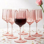 Khen Acrylic Lucia Stemmed Goblets - Set of 6 |14oz | Pink