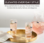 Khen Shatterproof Acrylic Ribbed Drinking Glasses Set of 2