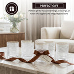 Clear Gold Rim Hobnail Glass Set, 6 Piece 10oz Transparent