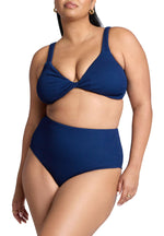 ELOQUII Women's Plus Size Textured Bikini Top - 14, Pageant Blue