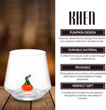 Khen Pumpkin Glass Set Fall Drinkware Decorative - 12oz Clear