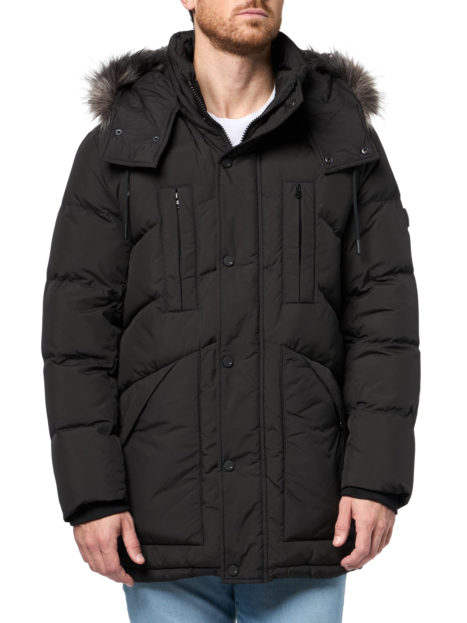 Andrew Marc Men's Outerwear Down Puffer Jacket, Black, XX-Large