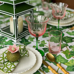 Khen Blossom Pink Tulip Wine Glasses Set of 2, Hand Blown Colored Crystal
