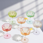 Flower Coupe Cocktail Glasses | Set of 4 | Bright Colors