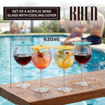 Floating Wine Glasses for Pool with Lids (Set of 4) – 21oz