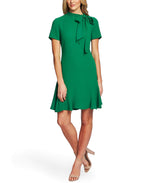 CeCe Sportswear Women's Short Sleeve A-LINE Dress with Bow, Lush Green, 14