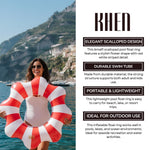 Amalfi Scalloped Inflatable Tube Pool Float Ring - Red & White