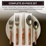 Khen 20-Piece Cutlery Set with Dinner Knives, Forks, Spoons, Salad Forks & Teaspoons