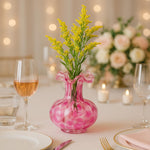 Soft Bloom Hand‑Blown Glass Flower Vase Décor  – 7″ 