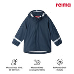 Reima Lampi Kids Waterproof Hooded Rain Jacket - Navy Blue