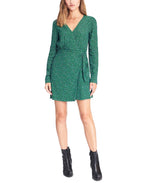 Sanctuary Womens Animal Print Mini Wrap Dress Green 6