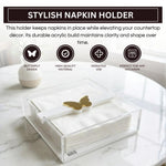 Butterfly Napkin Holder, Single Piece, Clear White Acrylic