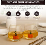 Khen Pumpkin Glass Set Fall Drinkware Decorative - 12oz Clear