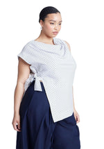 ELOQUII Women's Plus Size Asym Tie Top - 24, Black On Cream