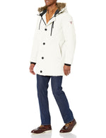 GUESS Men's Outerwear hooded,Winter White,Xlarge