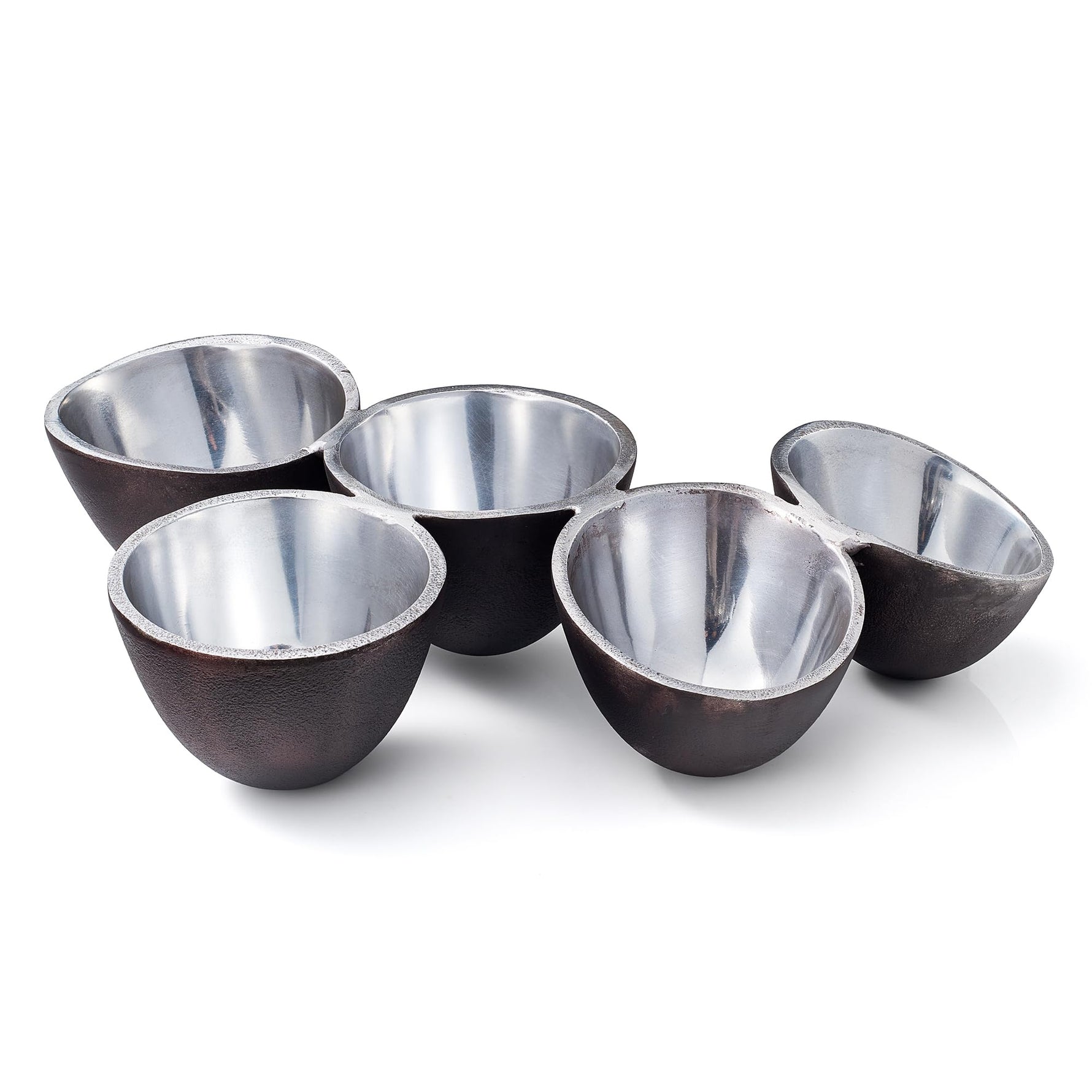 5 Bowl Organic Set – Modern Multi Section Serving Dish | Bowls for Snacks Salads Fruits Desserts
