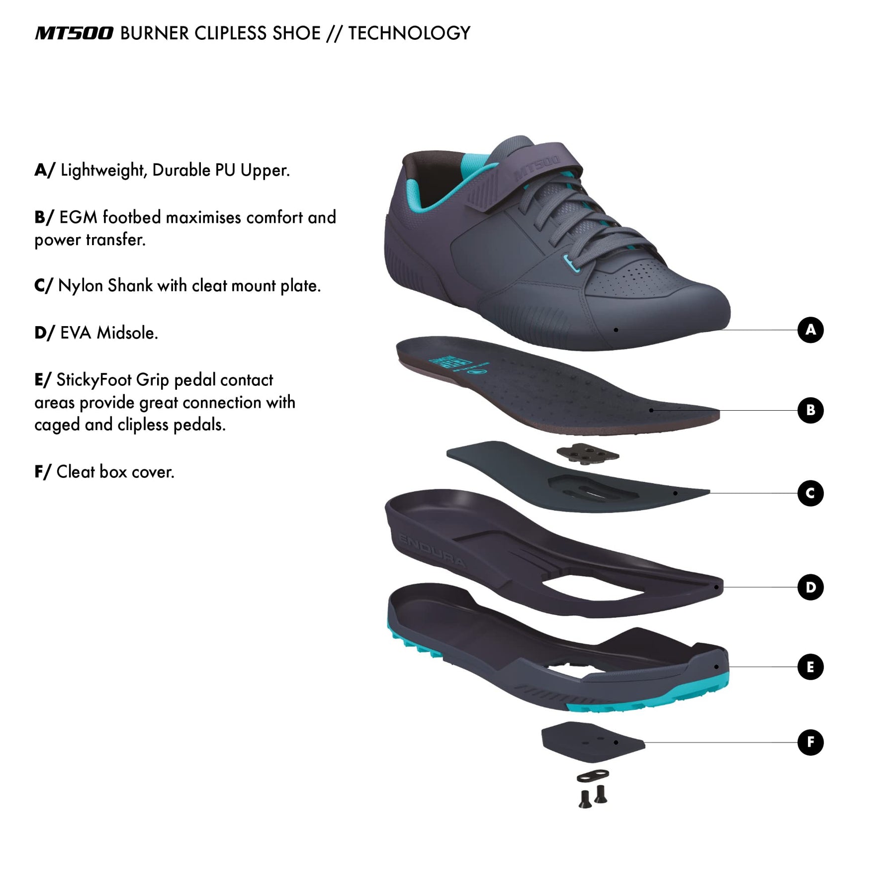 Endura MT500 Burner Navy Clipless Mountain Bike Shoes