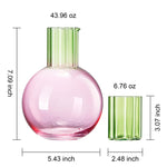 Colorful Carafe & Ribbed Flower Cup Set | 44oz Glasses
