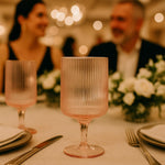 Khen Ripple Textured Blush Pink Stemmed Glass Wine Goblets | Set of 2