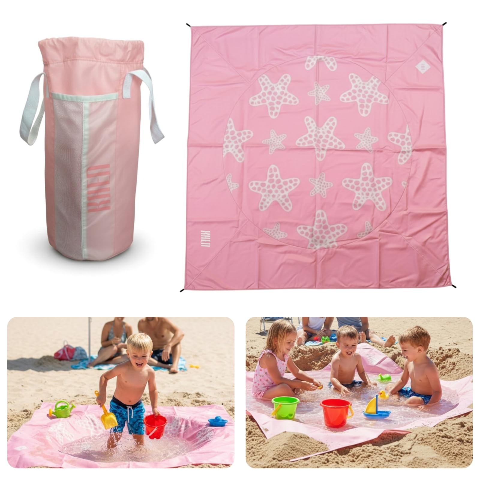 Khen Baby Beach Splash Mat Pink, 1 Piece, 78.74 x in Waterproof Polyester Portable