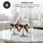 Spiral Stem Martini Glasses Set of 2, 9.2oz 7.05" Green