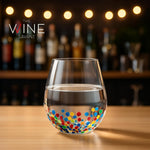 The Wine Savant Mexican Wine Glasses Hand Blown Confetti Rock  - Clear