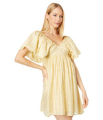 MOON RIVER Flutter Sleeve Mini Dress Yellow MD