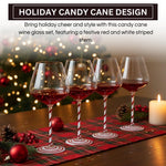 Khen Holiday Candy Cane Wine Glasses Set of 2 Santa Red White Striped