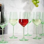 Rhea Stemmed Wine Glassware, Set of 6, Green