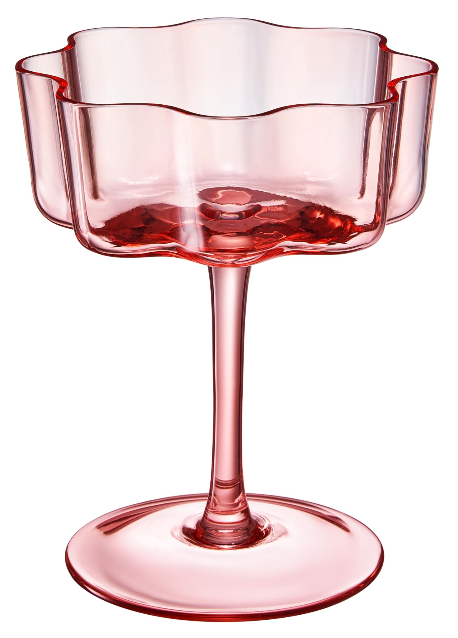 Flower Wave Coupe Cocktail Colored Glasses | Set of 5 | Fall/Holiday Colors