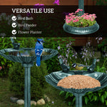 Outsunny 32" Antique Bird Bath with Pedestal Flower Planter Base