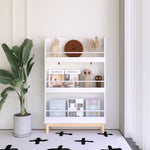 Wall Mounted Bookshelf, 3 Front Facing Display Shelves For Toddler Bedroom - White