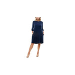 Women's Navy Pocketed Jersey Knit Shift Dress - Plus Size