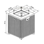24" Propane Gas Fire Pit Table with Tile Tabletop and Wicker Base
