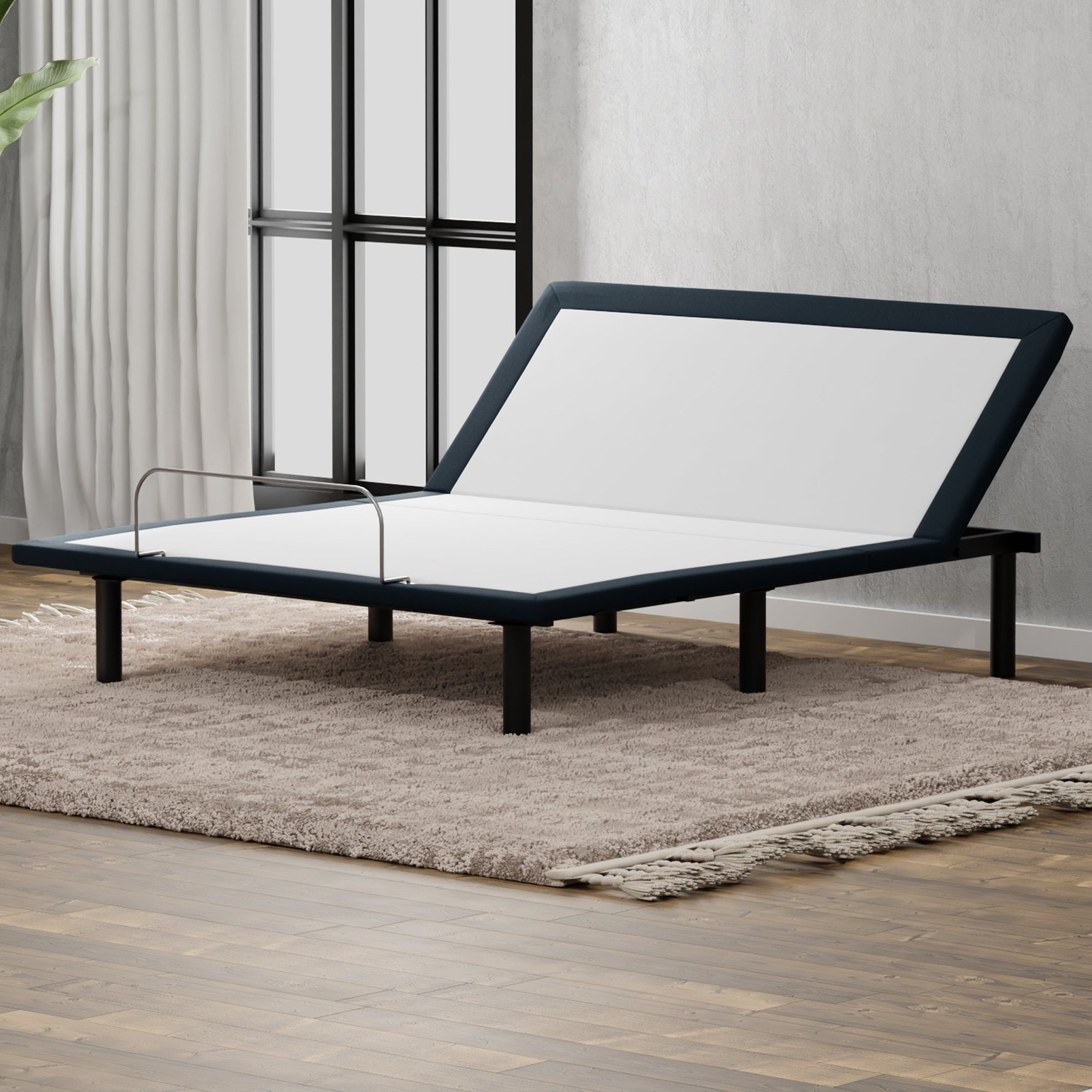 Model H Adjustable Base Full Size Metal Bed Frame Grey