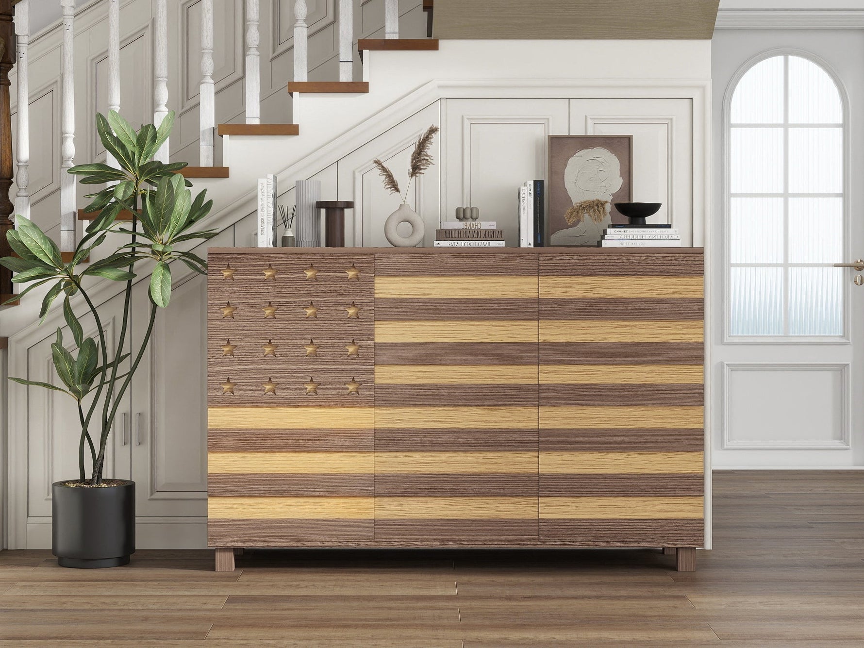 55-Inch Hand-Carved Buffet Sideboard Cabinet