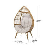 Basket Chair with Teardrop Shape and Water-Resistant Cushion - Natural