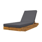 Acacia Wood Chaise Lounge with Cushion - Teak Finish