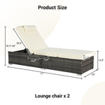 Outdoor Chaise Lounge Chair Set of 2 with Storage and Cushions
