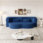 Modern Floor Sofa With Two Pillows Convertible Teddy Fabric Foam Filled Bed
